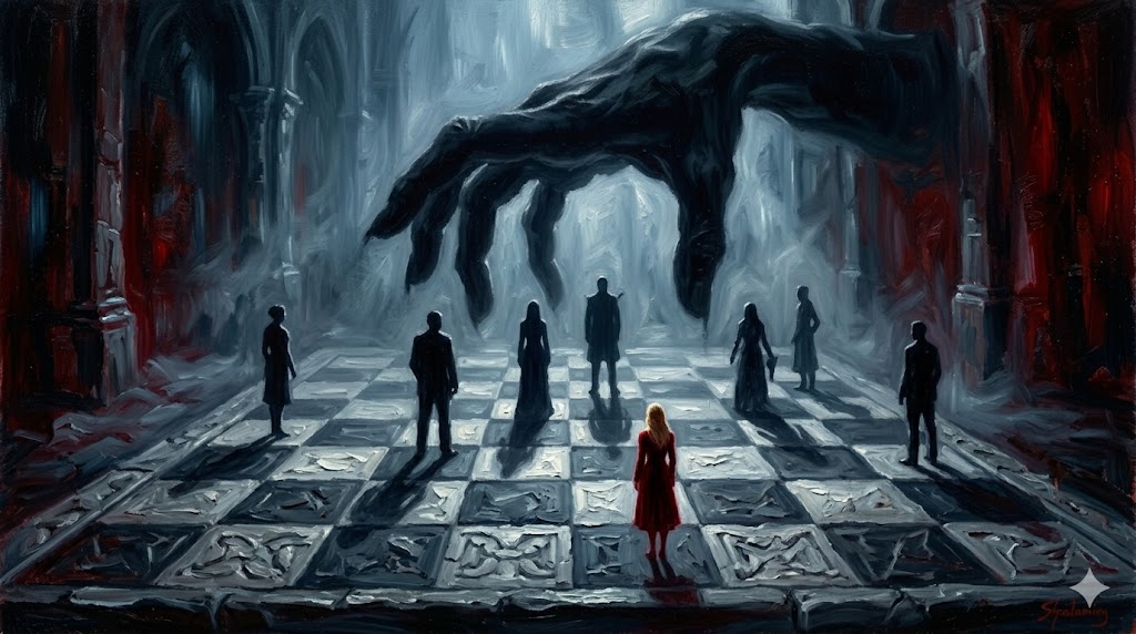 チェス盤のように配置された影